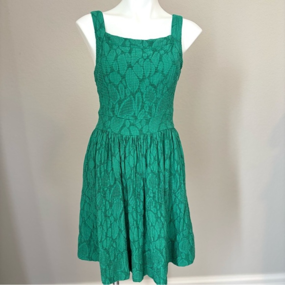 Duro Olowu For JCP Emerald Green Textured A-Line Sleeveless Mini Dress Sz 10‎